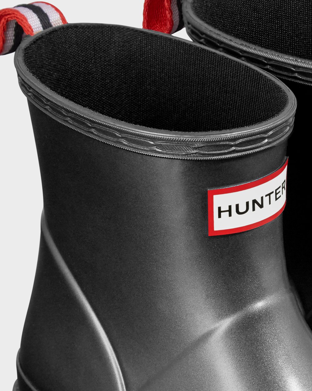 Womens Play Boots - Hunter Original Short Pearlized Rain (53UACLWRX) - Black